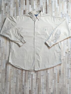 Ralph Lauren Men's XL Blake 100% Cotton Long Sleeve Khaki Tan Button Down Shirt